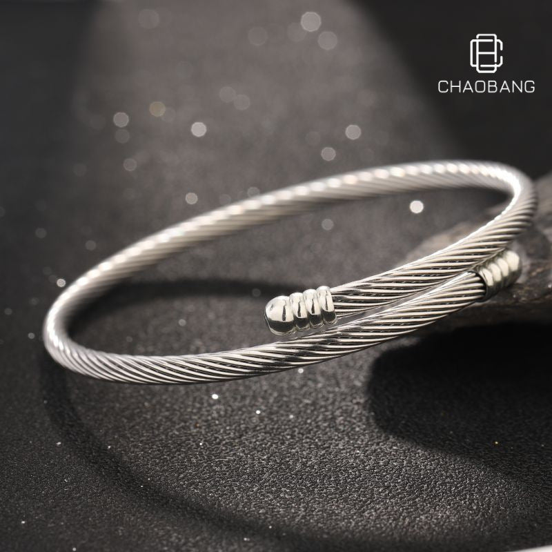 Wholesale titanium steel bracelet couple wire spiral head adjustable bracelet